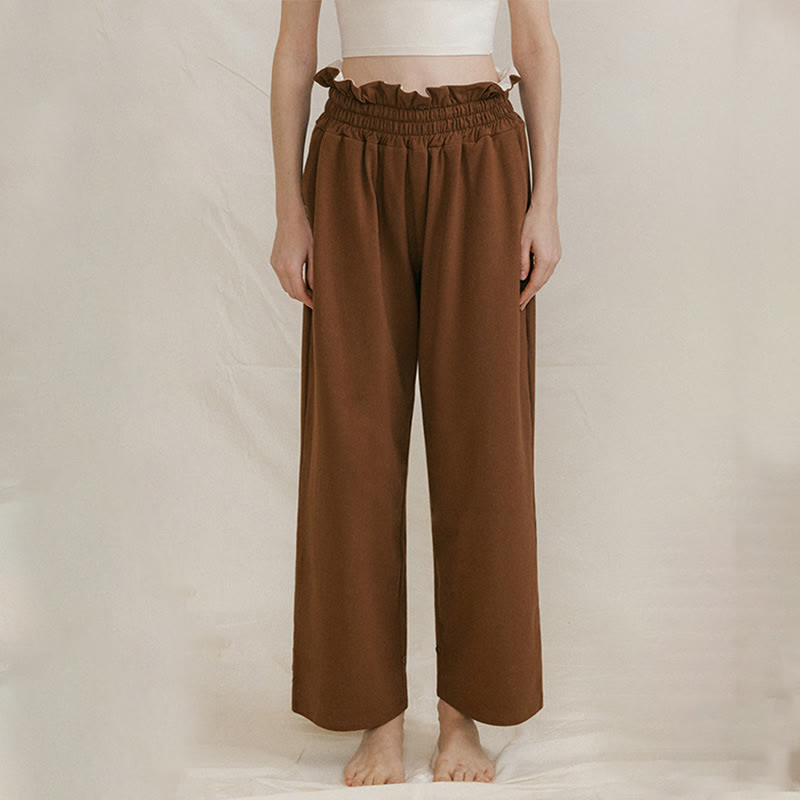 Pantalon ample en élasthanne pour femme avec poches et boucle décontractée Buddha Stones - SaddleBrown - US6，UK/AU10，EU38 (XL) - image 1