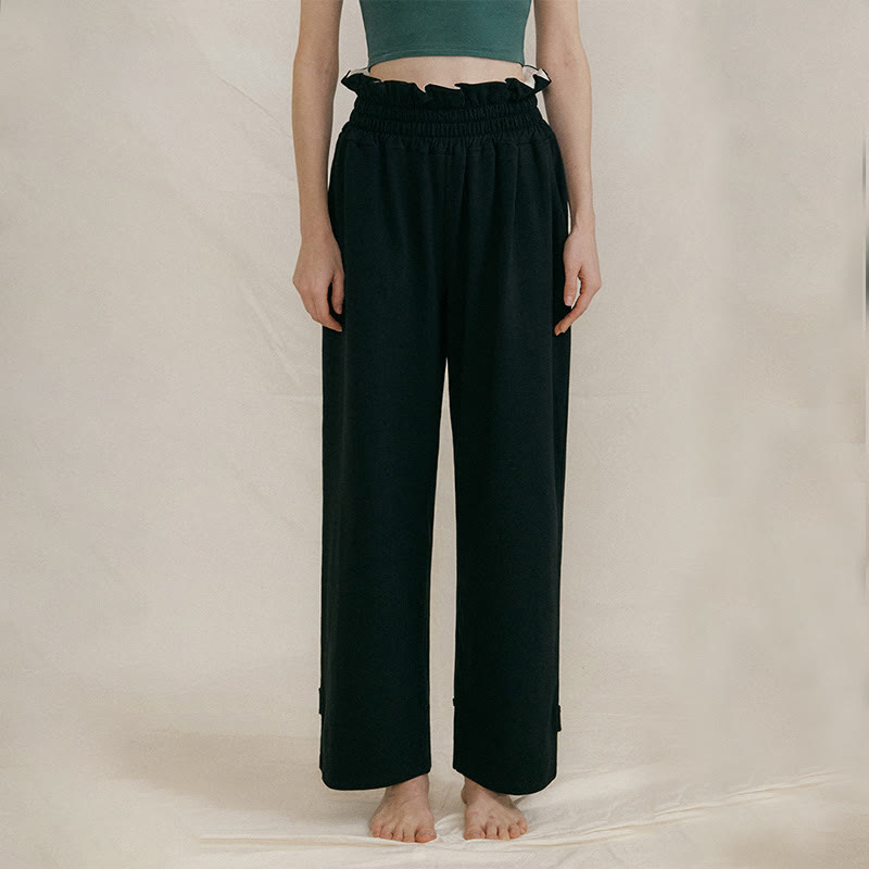 Pantalon ample en élasthanne pour femme avec poches et boucle décontractée Buddha Stones - Noir - US6，UK/AU10，EU38 (XL) - image 11