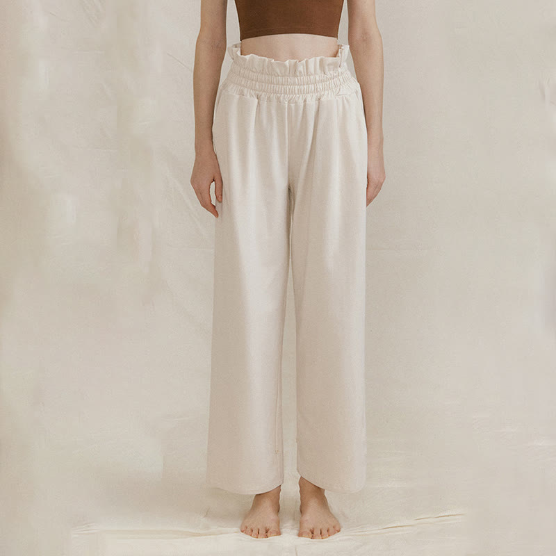 Pantalon ample en élasthanne pour femme avec poches et boucle décontractée Buddha Stones - FloralBlanc - US6，UK/AU10，EU38 (XL) - image 16