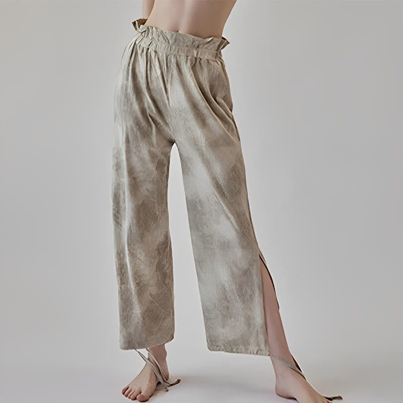 Pantalon décontracté Buddha Stones avec liens pour les jambes et impression à l'encre pour femme en élasthanne - Blé - US6，UK/AU10，EU38 (XL) - image 6