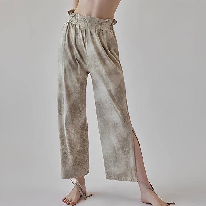 Pantalon décontracté Buddha Stones avec liens pour les jambes et impression à l'encre pour femme en élasthanne - Blé - US6，UK/AU10，EU38 (XL) - image 6