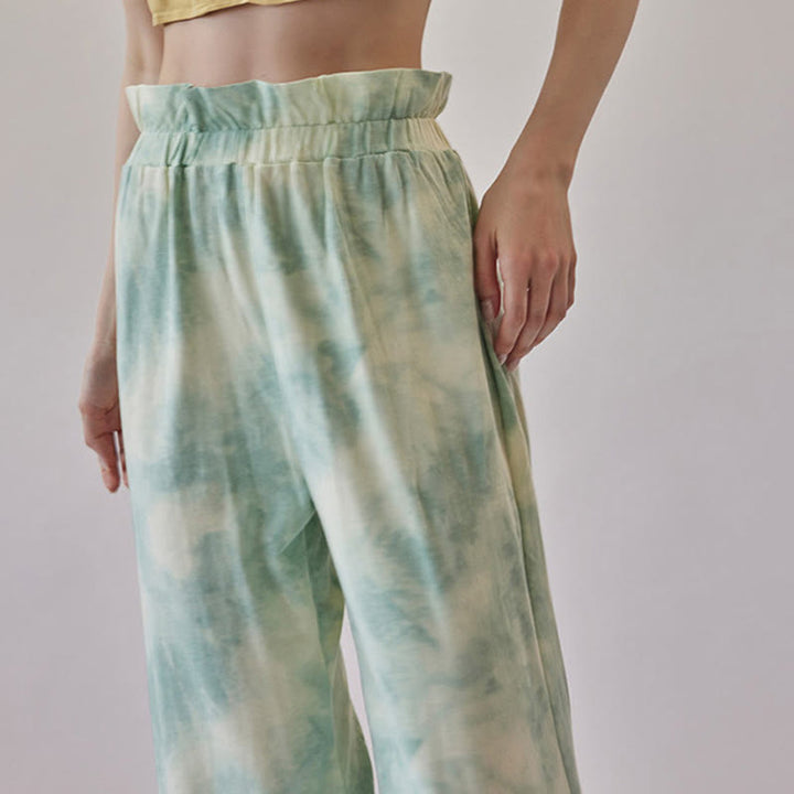 Pantalon décontracté Buddha Stones avec liens pour les jambes et impression à l'encre pour femme en élasthanne - image 15