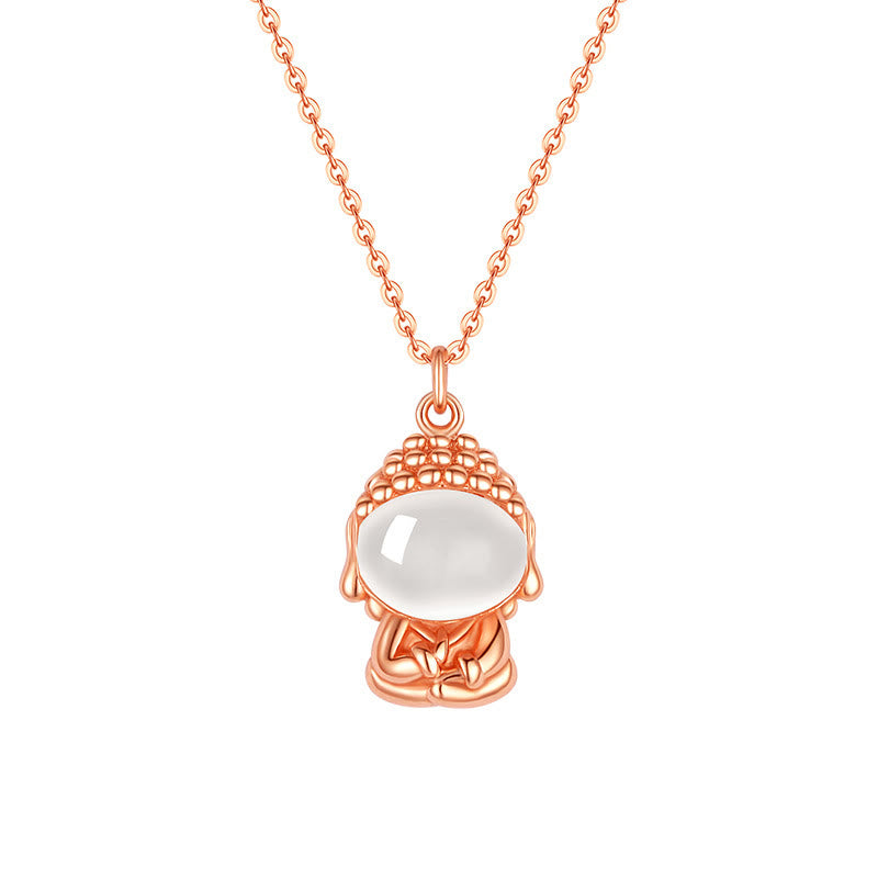 Collier pendentif Bouddha positif sans forme en argent sterling 925 avec calcédoine et pierres de Bouddha - image 4