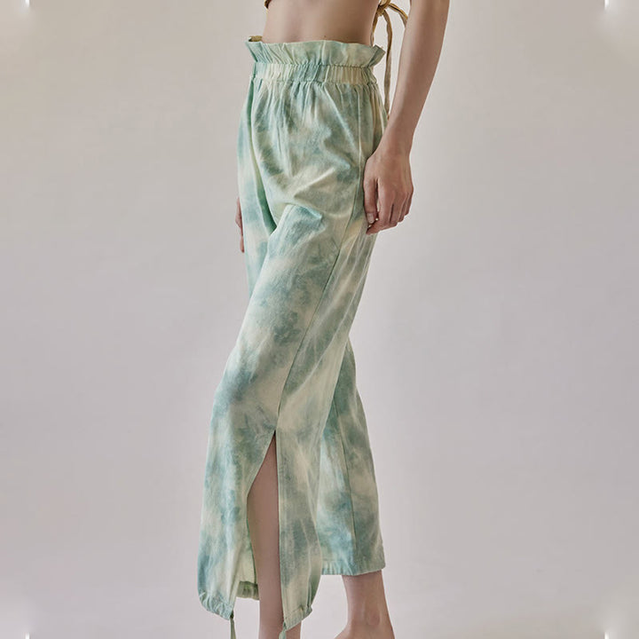 Pantalon décontracté Buddha Stones avec liens pour les jambes et impression à l'encre pour femme en élasthanne - Turquoise pâle - US6，UK/AU10，EU38 (XL) - image 12