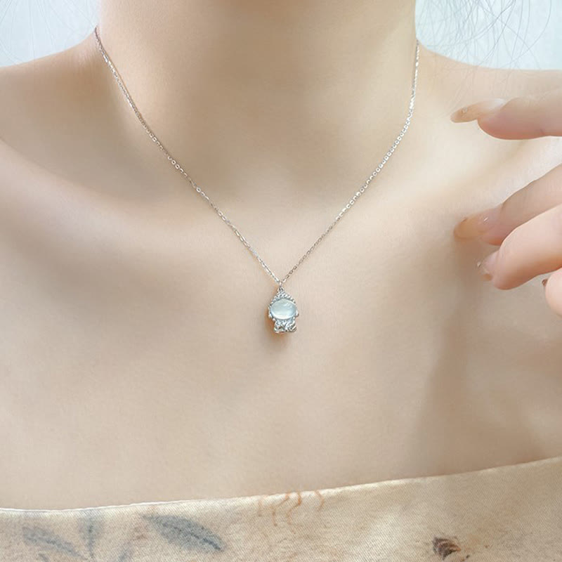 Collier pendentif Bouddha positif sans forme en argent sterling 925 avec calcédoine et pierres de Bouddha - image 8