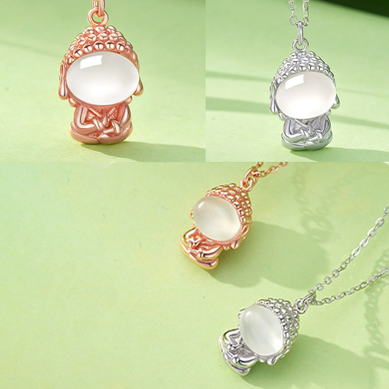 Collier pendentif Bouddha positif sans forme en argent sterling 925 avec calcédoine et pierres de Bouddha - image 10