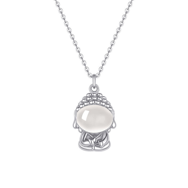Collier pendentif Bouddha positif sans forme en argent sterling 925 avec calcédoine et pierres de Bouddha - image 10