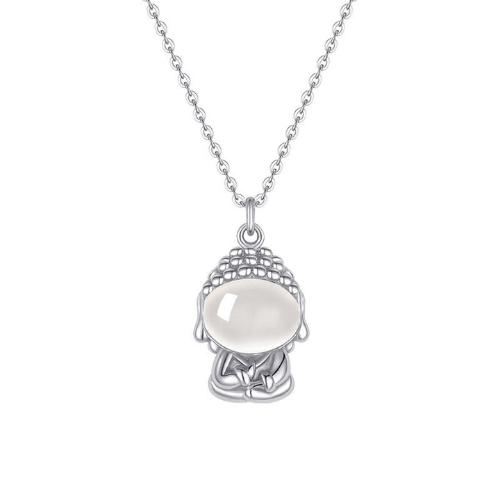Collier pendentif Bouddha positif sans forme en argent sterling 925 avec calcédoine et pierres de Bouddha - image 10