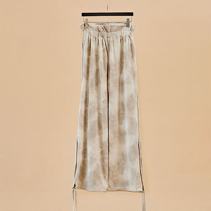 Pantalon décontracté Buddha Stones avec liens pour les jambes et impression à l'encre pour femme en élasthanne - image 7