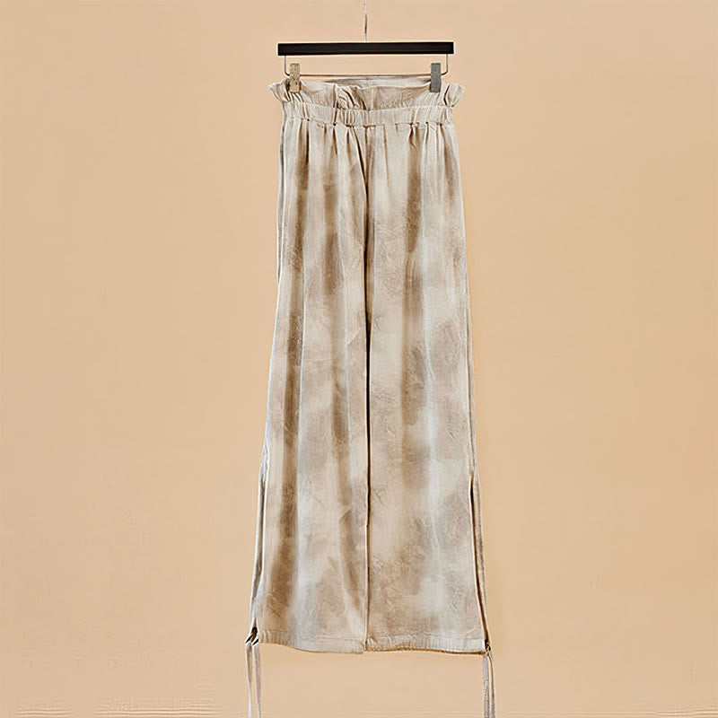 Pantalon décontracté Buddha Stones avec liens pour les jambes et impression à l'encre pour femme en élasthanne - image 8