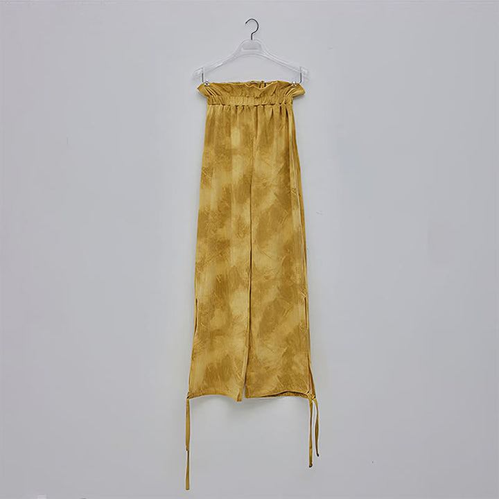 Pantalon décontracté Buddha Stones avec liens pour les jambes et impression à l'encre pour femme en élasthanne - image 11