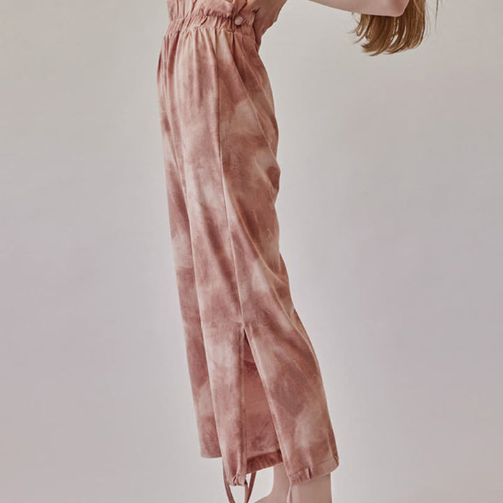 Pantalon décontracté Buddha Stones avec liens pour les jambes et impression à l'encre pour femme en élasthanne - image 3