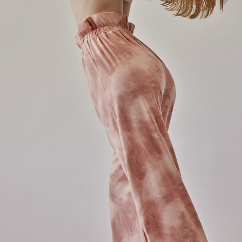 Pantalon décontracté Buddha Stones avec liens pour les jambes et impression à l'encre pour femme en élasthanne - image 5