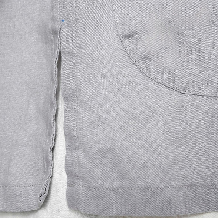 Chemises pour femmes en lin à manches longues et boutons de Buddha Stones de couleur unie avec poches - image 11