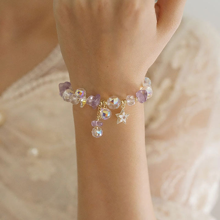 Bracelet de transformation positive avec breloque en forme d'étoile en cristal d'améthyste naturelle de Buddha Stones
