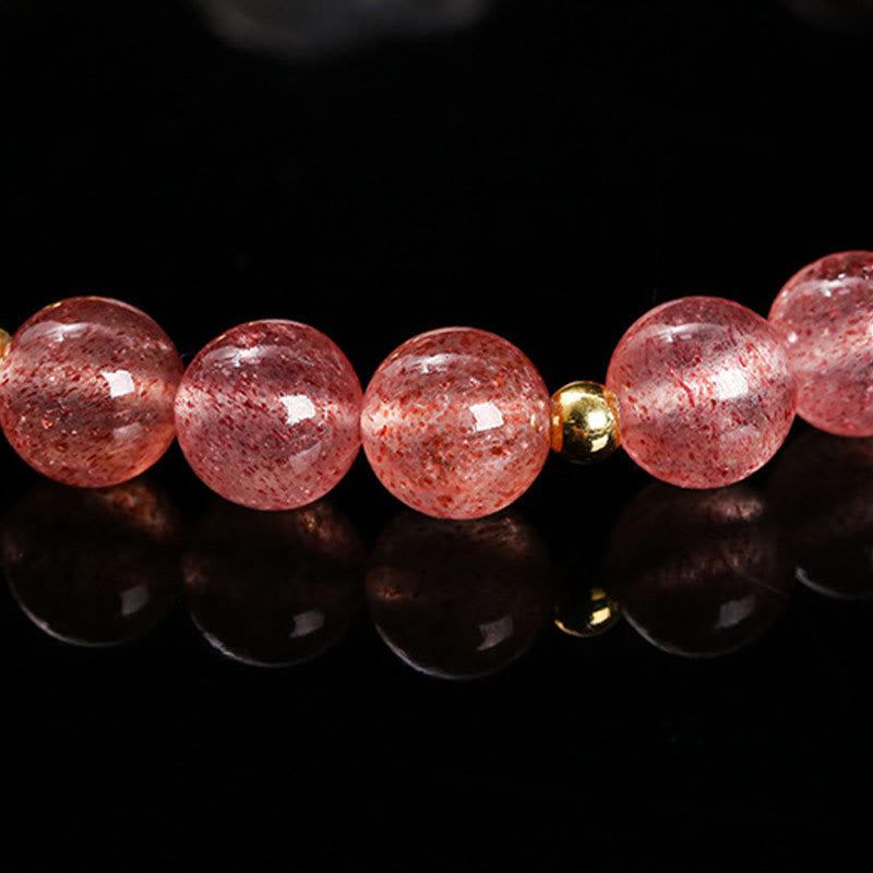 Bracelet de guérison en agate de quartz fraise naturelle Buddha Stones