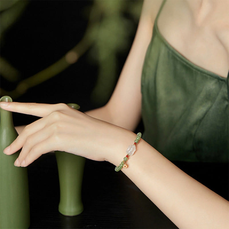 Bracelet porte-bonheur en cuivre et agate de jade Hetian naturel Buddha Stones