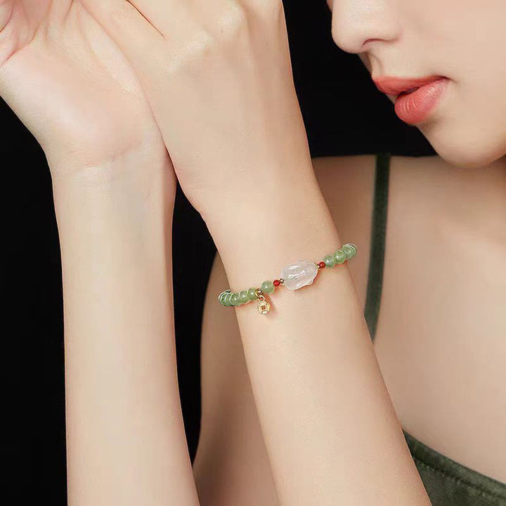 Bracelet porte-bonheur en cuivre et agate de jade Hetian naturel Buddha Stones