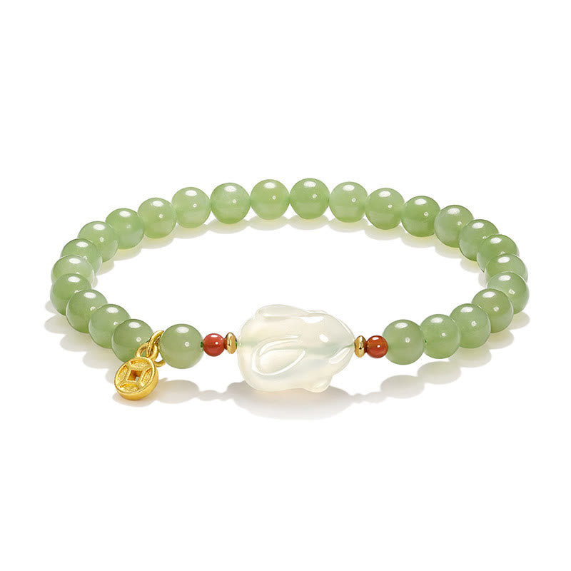 Bracelet porte-bonheur en cuivre et agate de jade Hetian naturel Buddha Stones