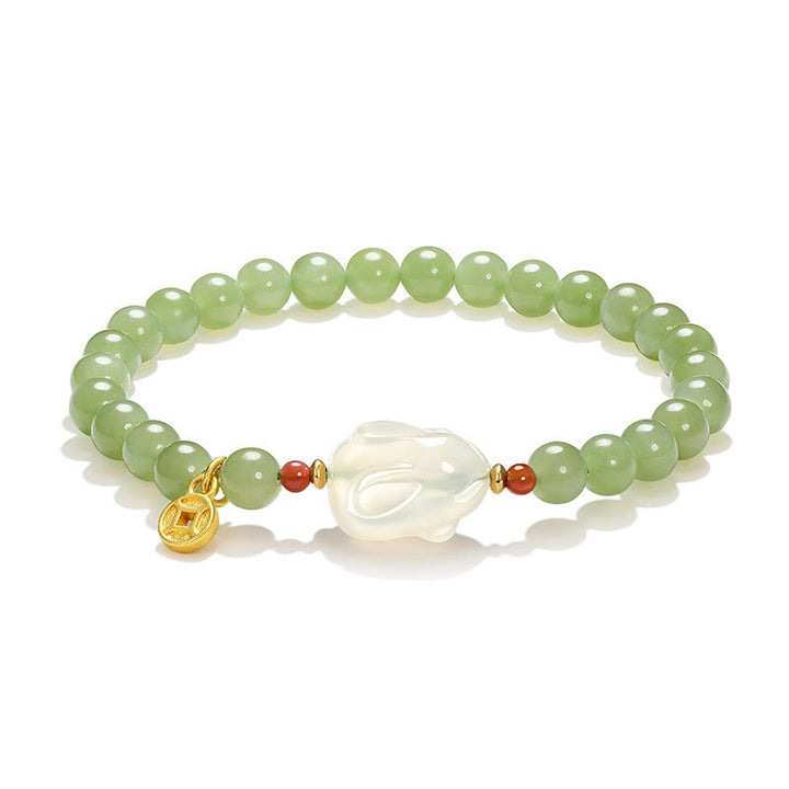 Bracelet porte-bonheur en cuivre et agate de jade Hetian naturel Buddha Stones