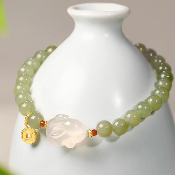 Bracelet porte-bonheur en cuivre et agate de jade Hetian naturel Buddha Stones