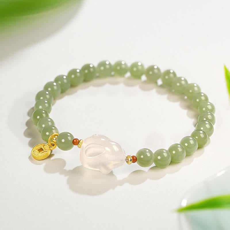 Bracelet porte-bonheur en cuivre et agate de jade Hetian naturel Buddha Stones