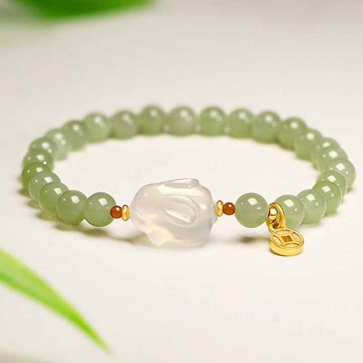 Bracelet porte-bonheur en cuivre et agate de jade Hetian naturel Buddha Stones