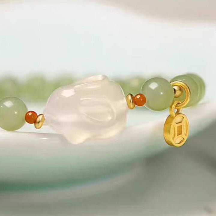 Bracelet porte-bonheur en cuivre et agate de jade Hetian naturel Buddha Stones