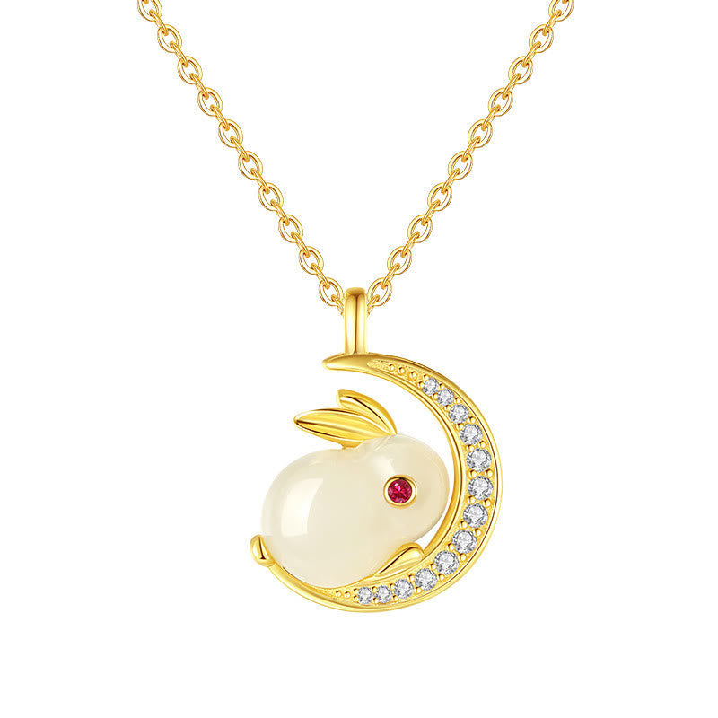 Collier pendentif porte-bonheur en forme de croissant de lune en jade blanc Hetian en argent sterling 925 avec Buddha Stones