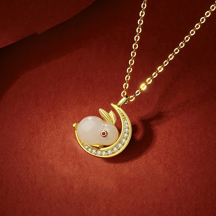 Collier pendentif porte-bonheur en forme de croissant de lune en jade blanc Hetian en argent sterling 925 avec Buddha Stones - image 3