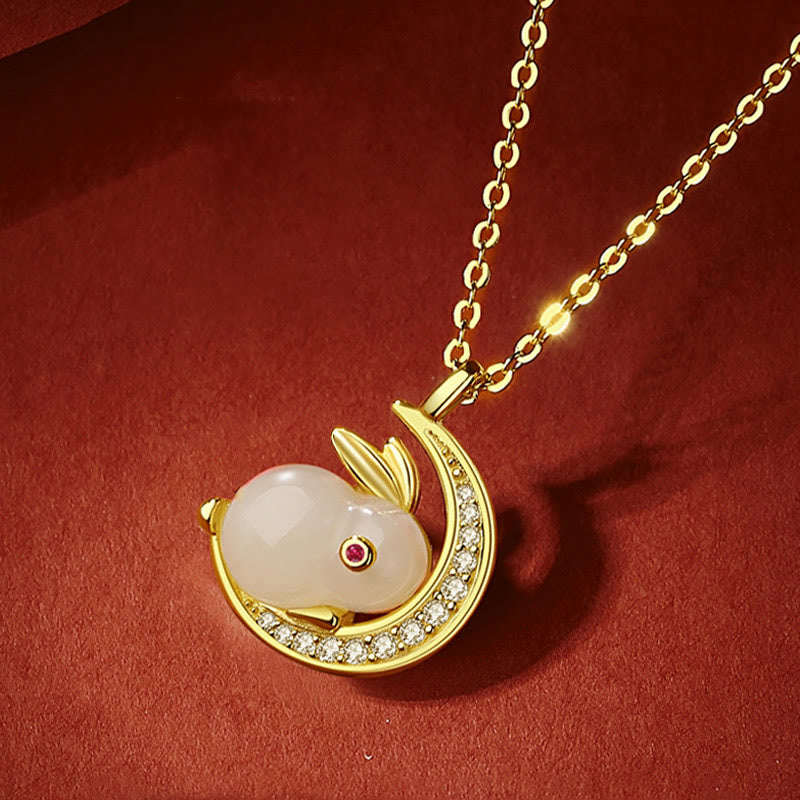 Collier pendentif porte-bonheur en forme de croissant de lune en jade blanc Hetian en argent sterling 925 avec Buddha Stones
