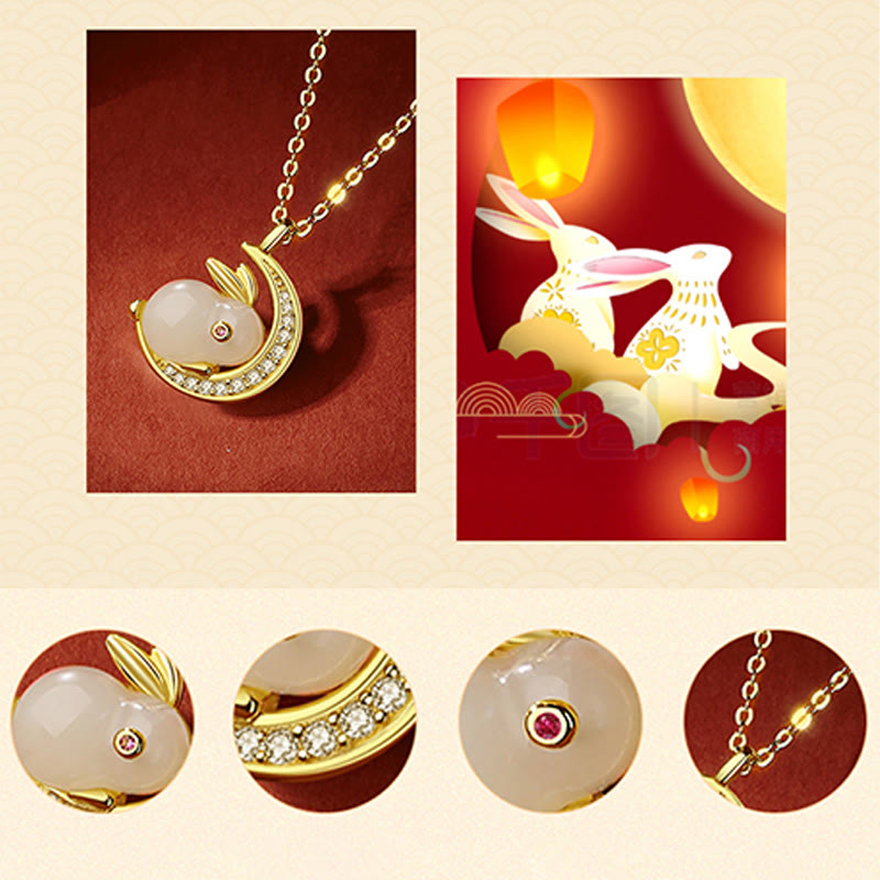 Collier pendentif porte-bonheur en forme de croissant de lune en jade blanc Hetian en argent sterling 925 avec Buddha Stones
