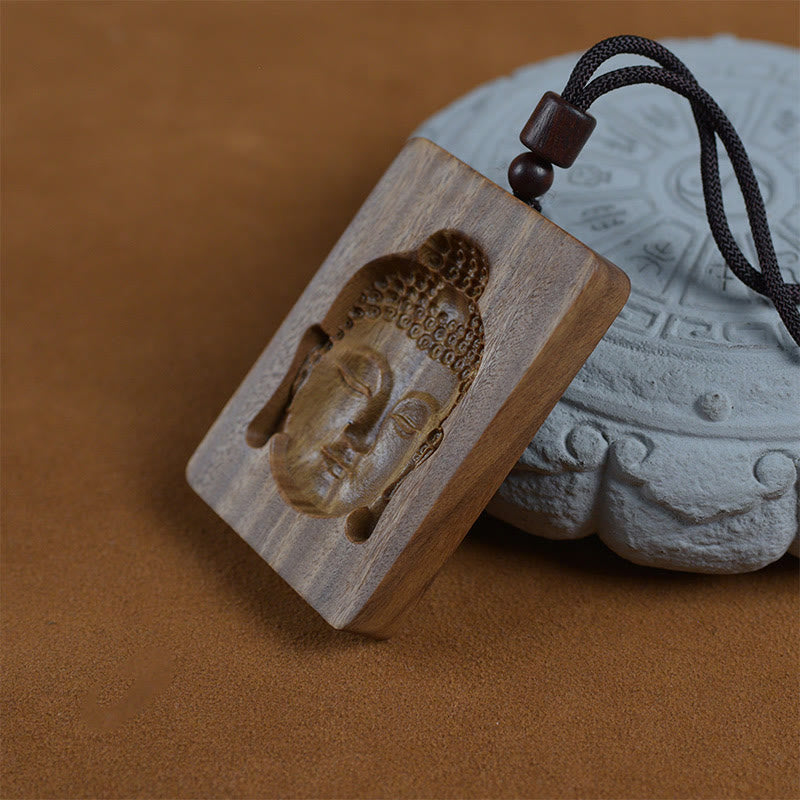 Collier pendentif symbole positif Buddha Stones en bois de santal vert - image 3