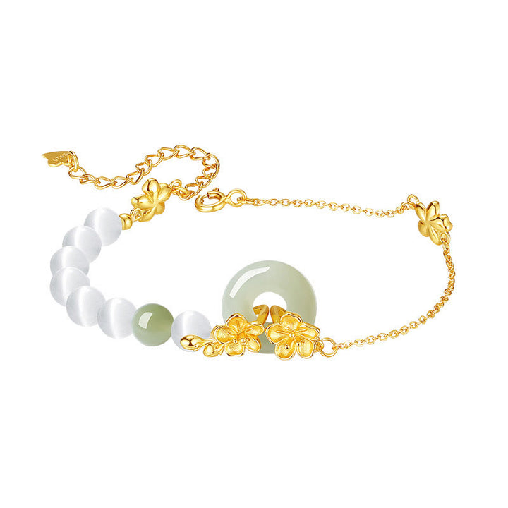 Bracelet porte-bonheur en argent sterling 999 avec boucle de paix en jade naturel Hetian de Buddha Stones - image 5