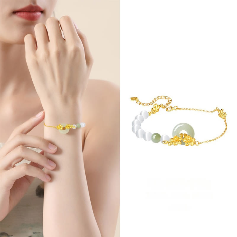 Bracelet porte-bonheur en argent sterling 999 avec boucle de paix en jade naturel Hetian de Buddha Stones