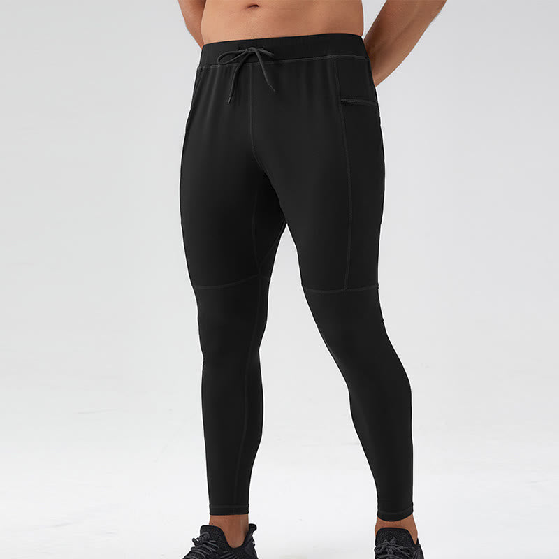 Buddha Stones Pantalon de fitness taille haute pour homme, séchage rapide, respirant, avec poche zippée - Noir - US/UK/AU44，EU54 (2XL) - image 18