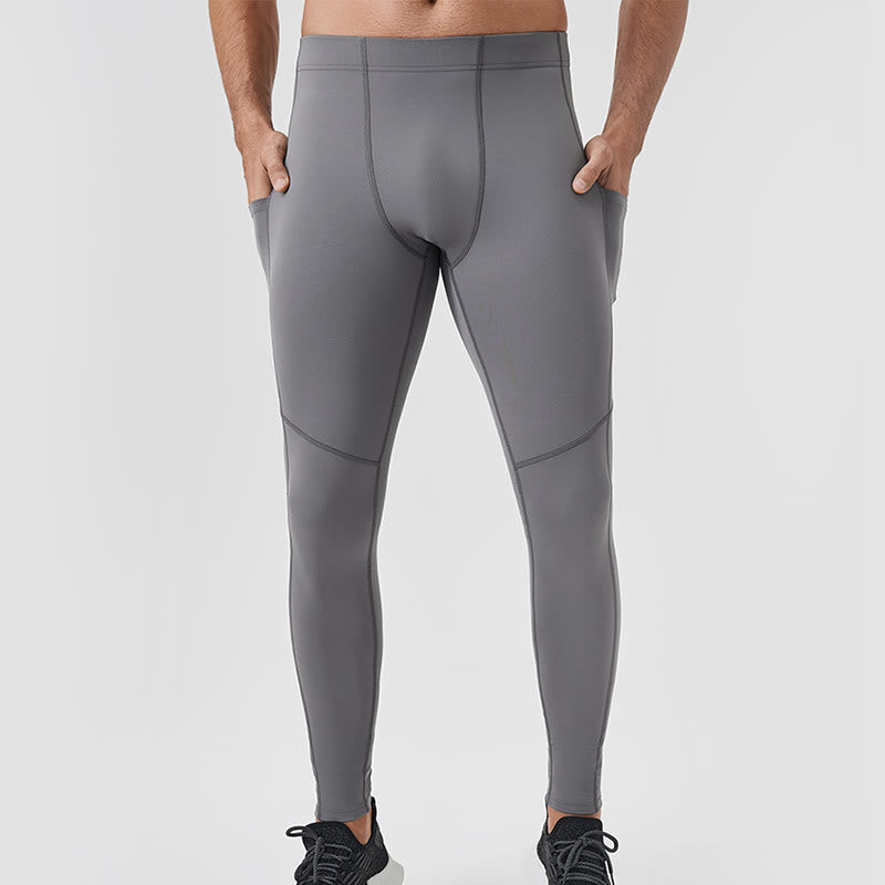 Leggings de sport élastiques et respirants pour homme, couleur Buddha Stones, taille haute, avec poche arrière zippée - image 1