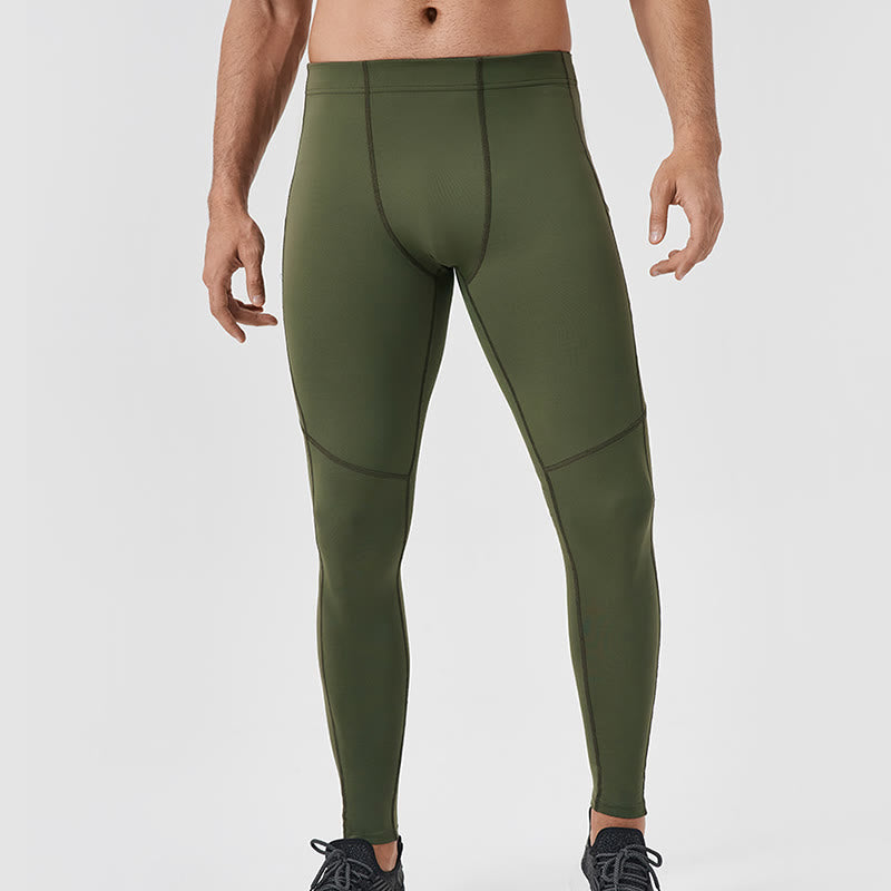 Leggings de sport élastiques et respirants pour homme, couleur Buddha Stones, taille haute, avec poche arrière zippée - Olive - US/UK/AU44，EU54 (2XL) - image 25