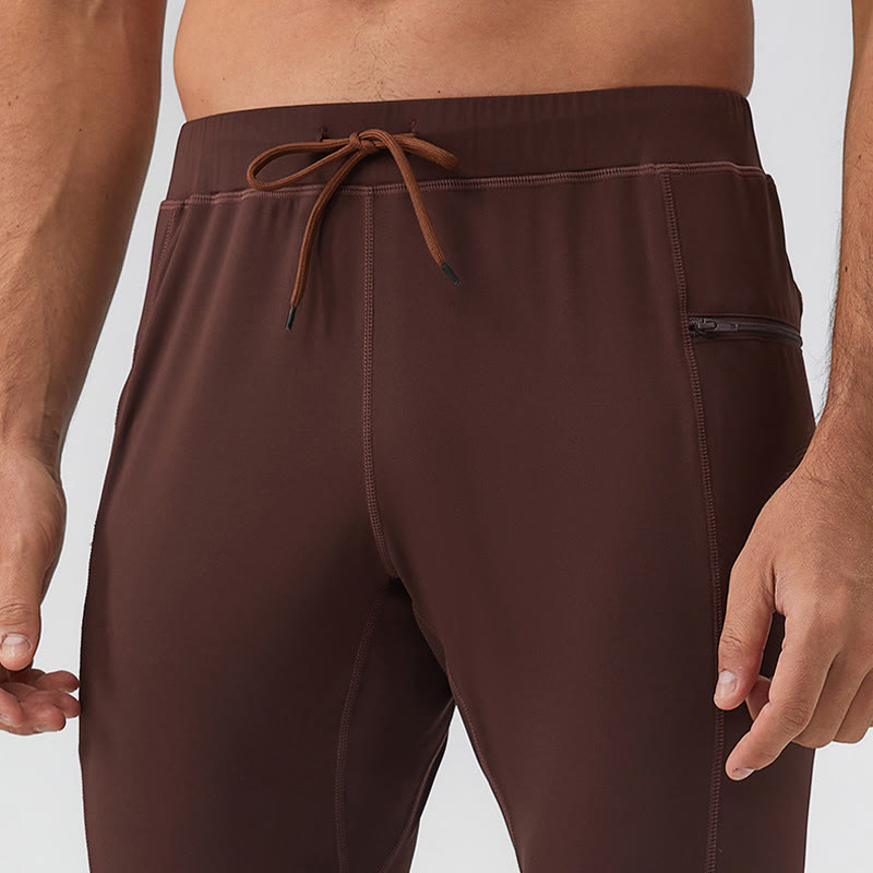 Buddha Stones Pantalon de fitness taille haute pour homme, séchage rapide, respirant, avec poche zippée - image 7