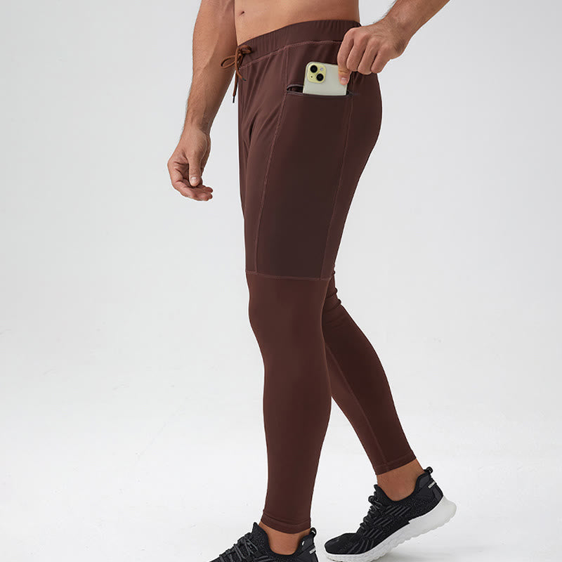Buddha Stones Pantalon de fitness taille haute pour homme, séchage rapide, respirant, avec poche zippée - image 1