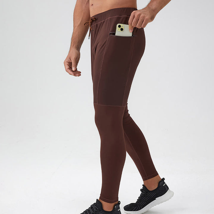 Buddha Stones Pantalon de fitness taille haute pour homme, séchage rapide, respirant, avec poche zippée - image 1