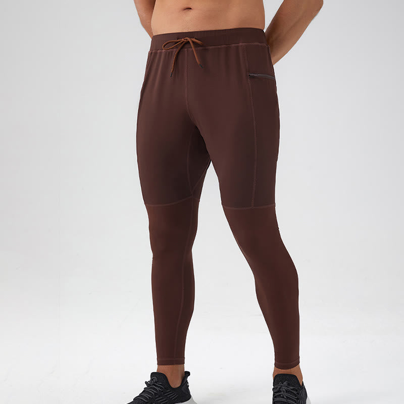 Buddha Stones Pantalon de fitness taille haute pour homme, séchage rapide, respirant, avec poche zippée - image 11