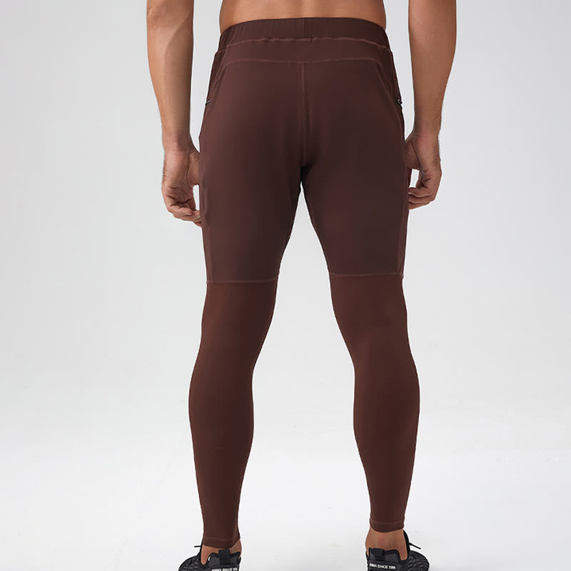 Buddha Stones Pantalon de fitness taille haute pour homme, séchage rapide, respirant, avec poche zippée - image 4