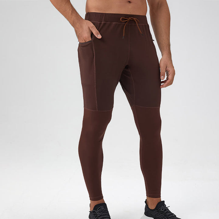 Buddha Stones Pantalon de fitness taille haute pour homme, séchage rapide, respirant, avec poche zippée - image 13