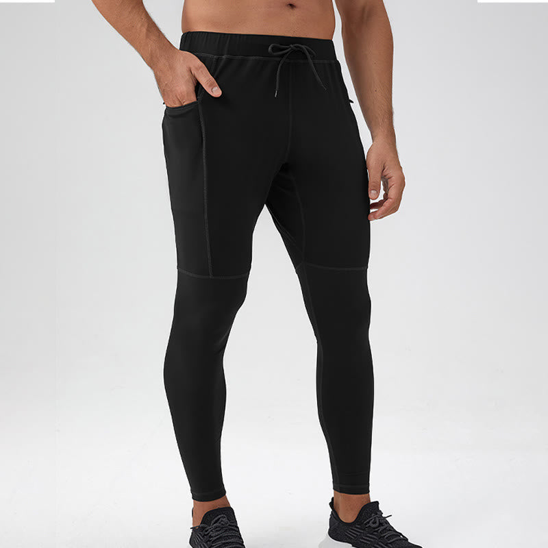 Buddha Stones Pantalon de fitness taille haute pour homme, séchage rapide, respirant, avec poche zippée - image 21
