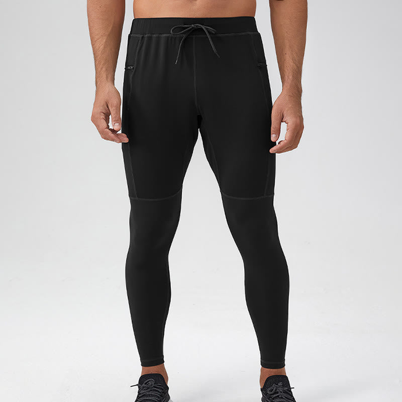 Buddha Stones Pantalon de fitness taille haute pour homme, séchage rapide, respirant, avec poche zippée - image 19