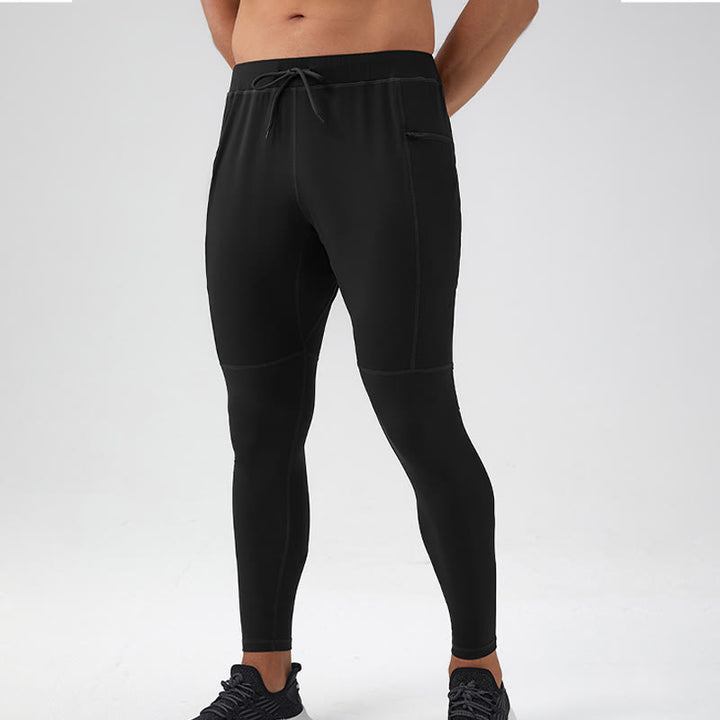 Buddha Stones Pantalon de fitness taille haute pour homme, séchage rapide, respirant, avec poche zippée - image 22