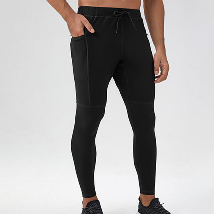 Buddha Stones Pantalon de fitness taille haute pour homme, séchage rapide, respirant, avec poche zippée - image 24