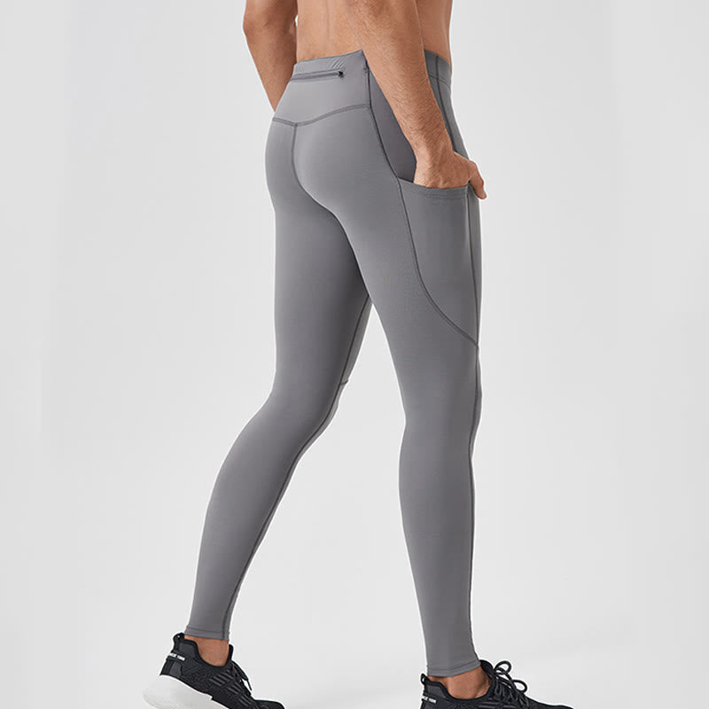 Leggings de sport élastiques et respirants pour homme, couleur Buddha Stones, taille haute, avec poche arrière zippée - image 3