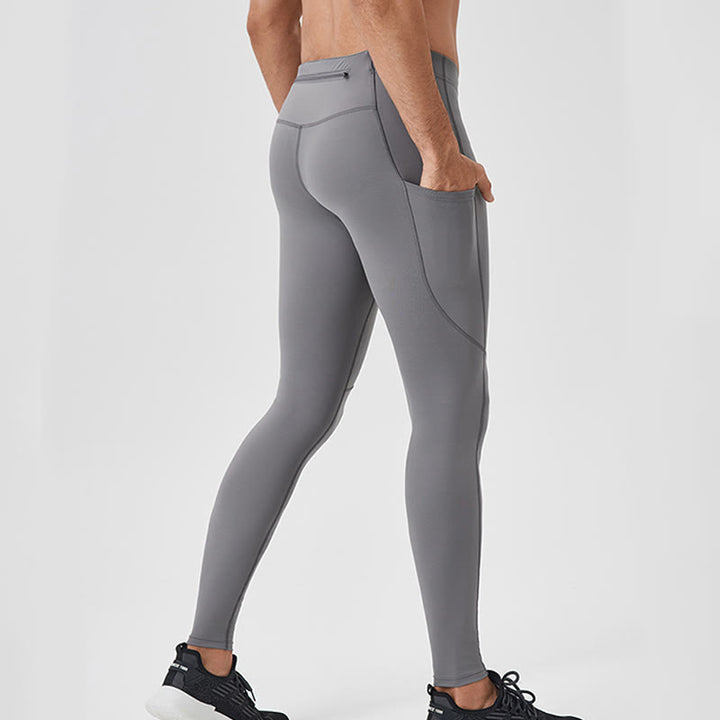 Leggings de sport élastiques et respirants pour homme, couleur Buddha Stones, taille haute, avec poche arrière zippée - image 3